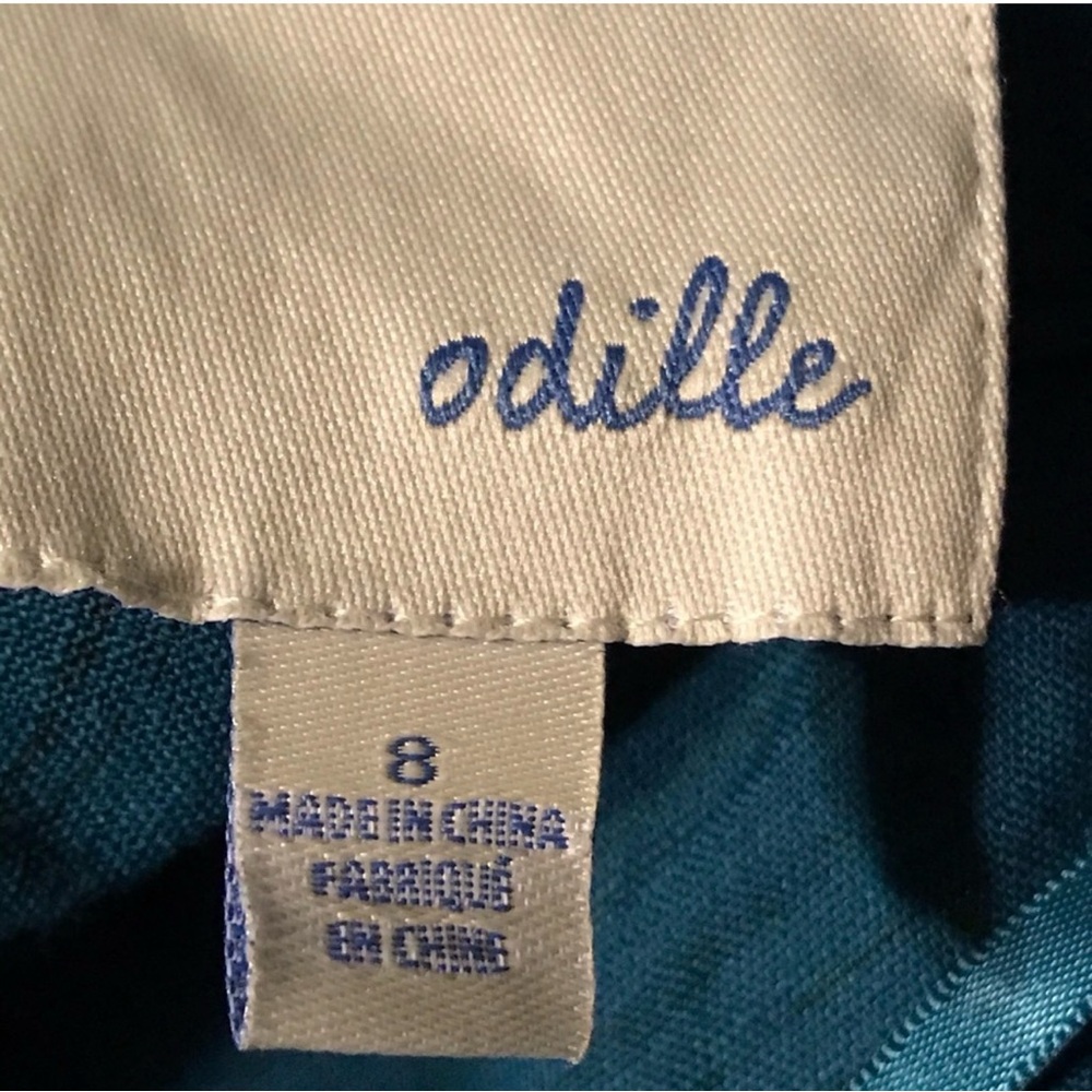 Anthropologie Odille Teal Striped Skirt Size 8 Knee Boho Chic Classic Anthro - Picture 6 of 7